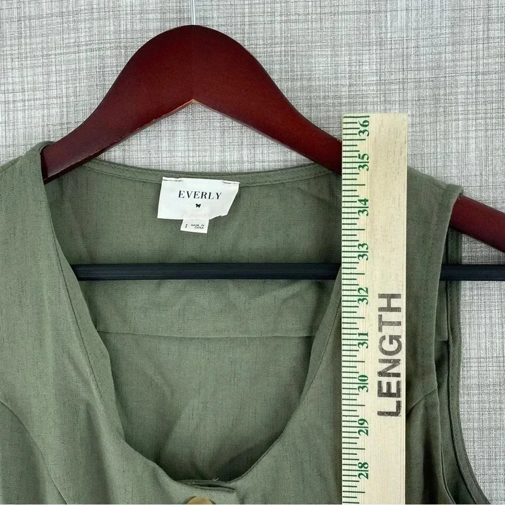 Everly Womens Size 2 fit flare button down green dress 2846 - Picture 5 of 8